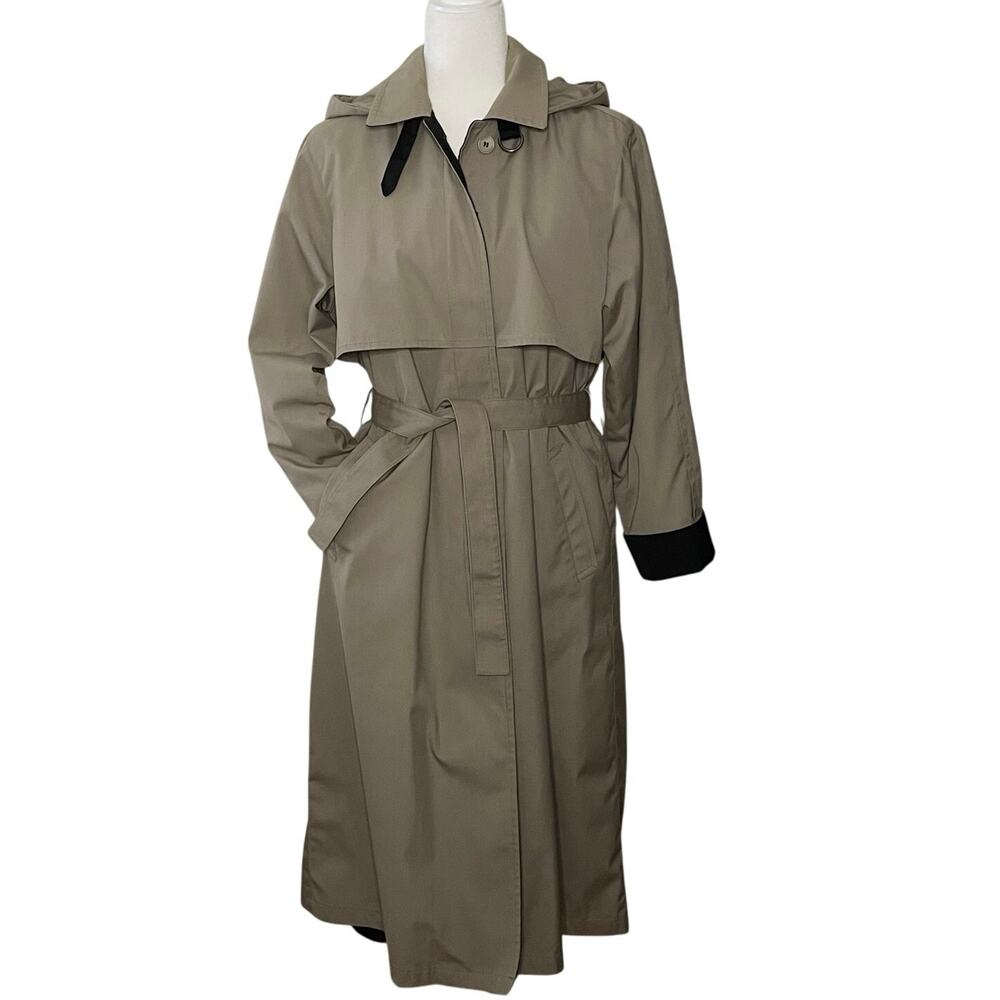 London Fog Taupe Trench Coat with Black Trim